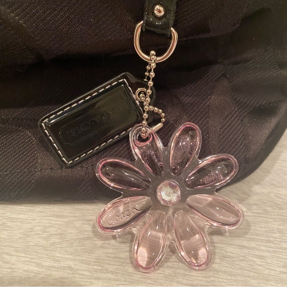 COACH Black Signature Backpack/Purse with flower charm - Picture 5 of 5